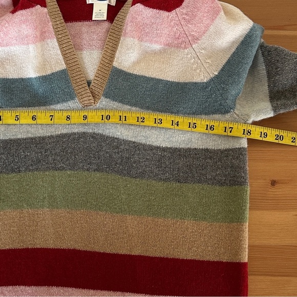 Old Navy | Rainbow Stripe Lambswool Hooded Sweater | Cozy Vintage V-Neck - Picture 6 of 8